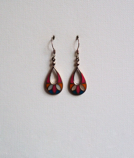 Mother-of-Pearl Teardrop, Silver Framed Earrings by JANI