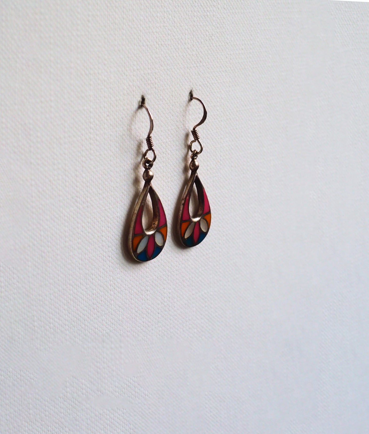 Mother-of-Pearl Teardrop, Silver Framed Earrings by JANI