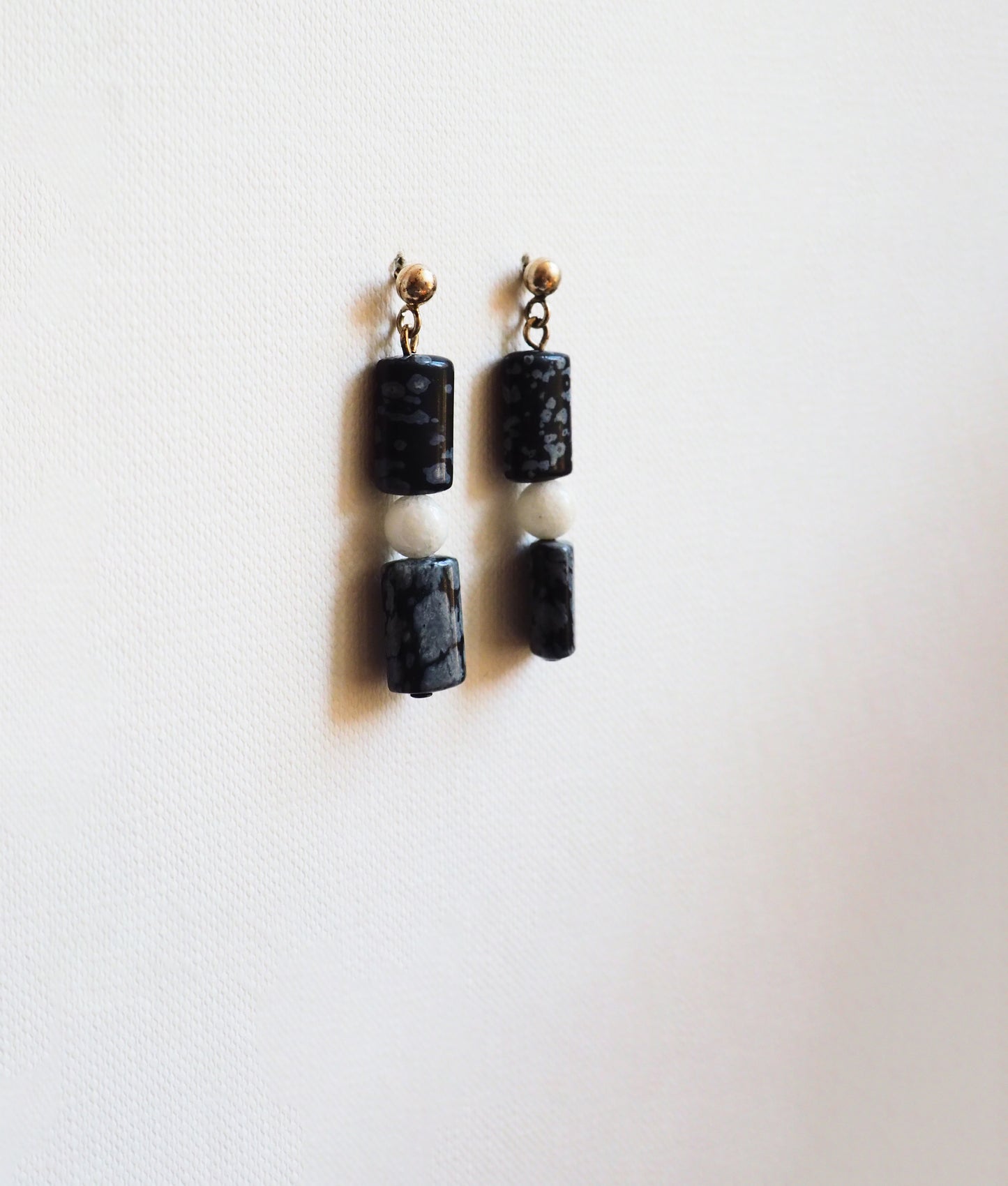 Snowflake Obsidian, Howlite and Silver Earrings by JANI