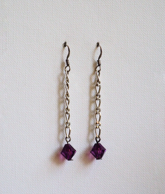 Silver Chain and Swarovski Drop Earrings by JANI