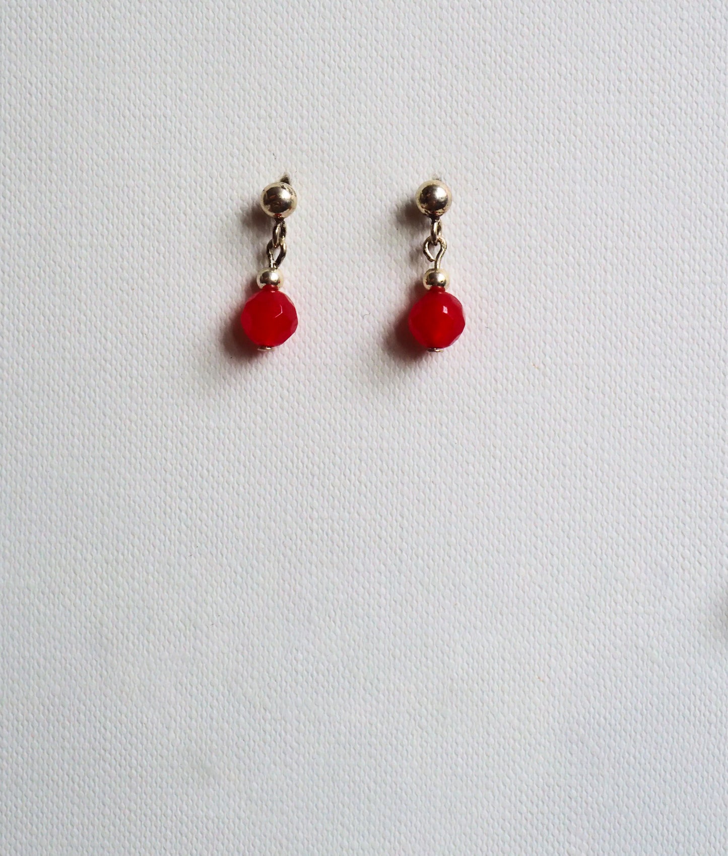 Red Agate and Silver Drop Earrings by JANI