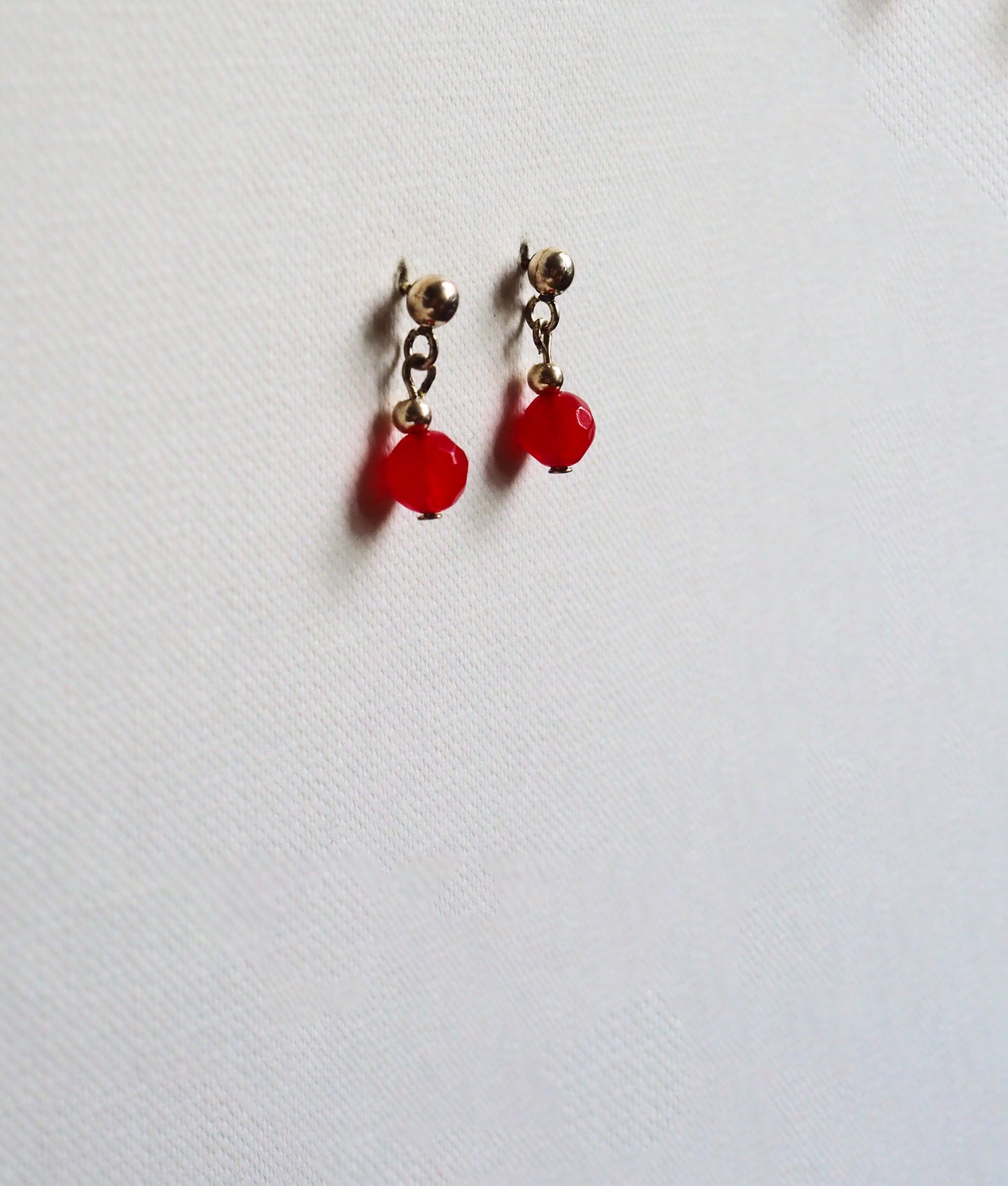 Red Agate and Silver Drop Earrings by JANI