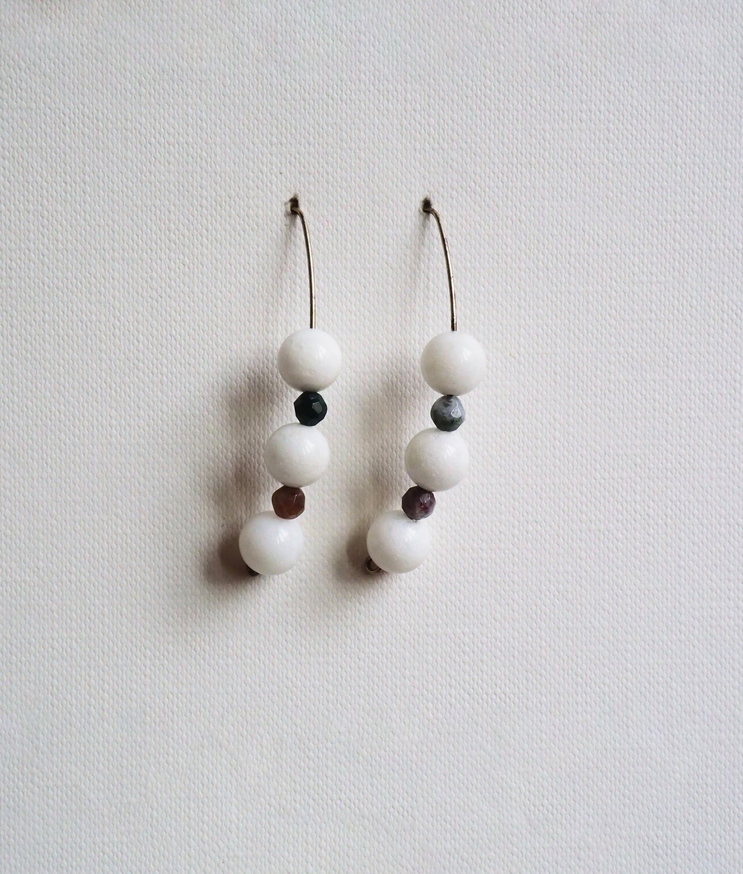 White Jade, Jasper and Silver Earrings by JANI