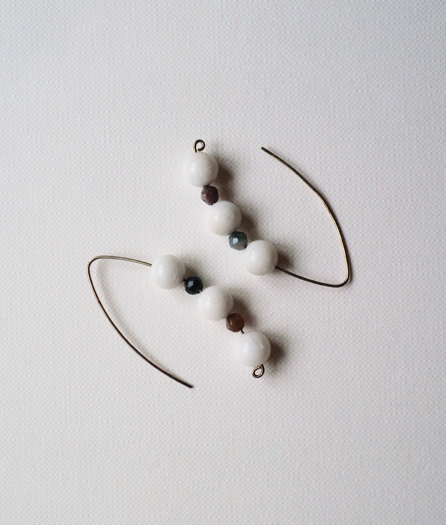 White Jade, Jasper and Silver Earrings by JANI