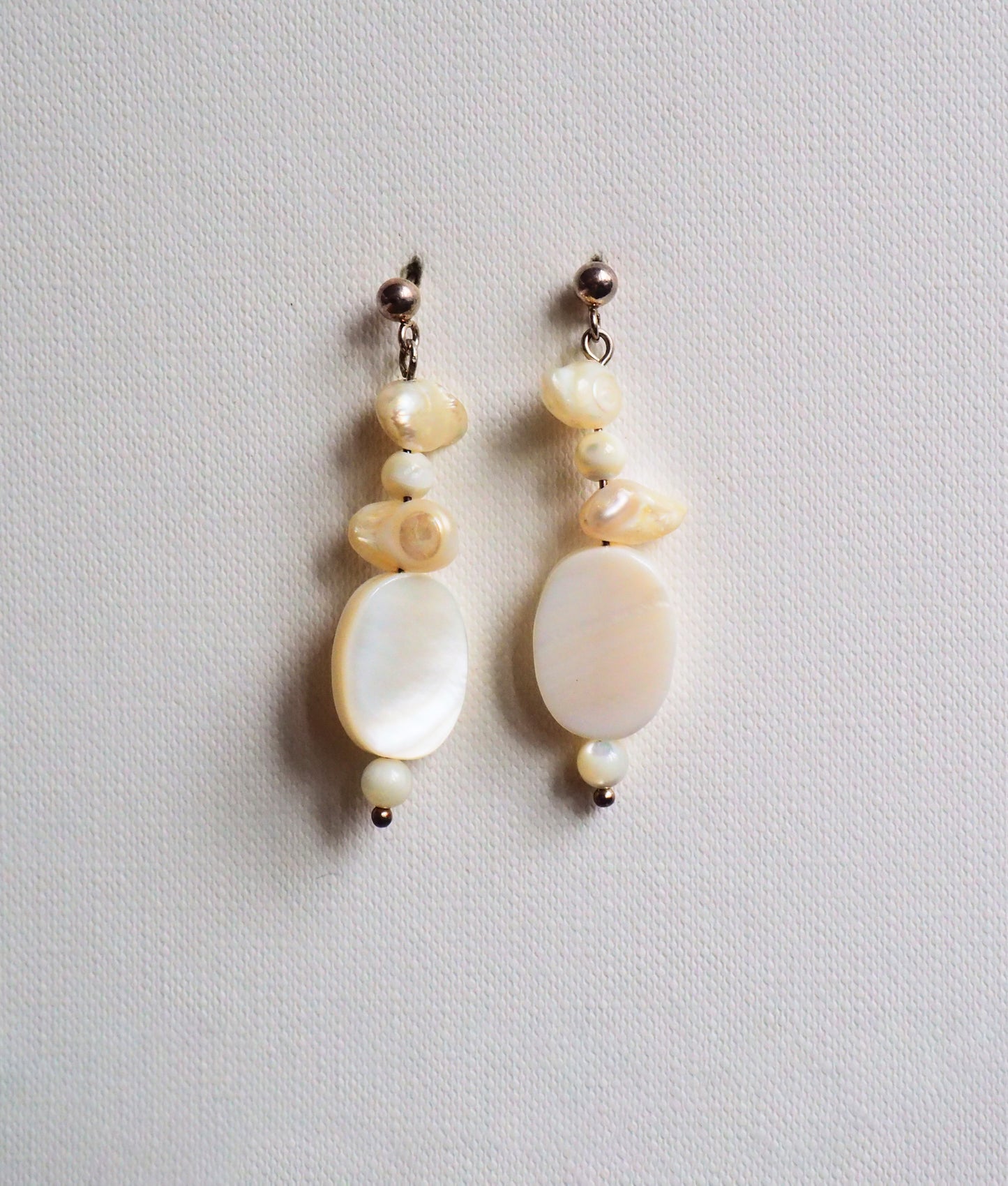 Freshwater Pearls, Mother-of-Pearl and Silver Earrings by JANI