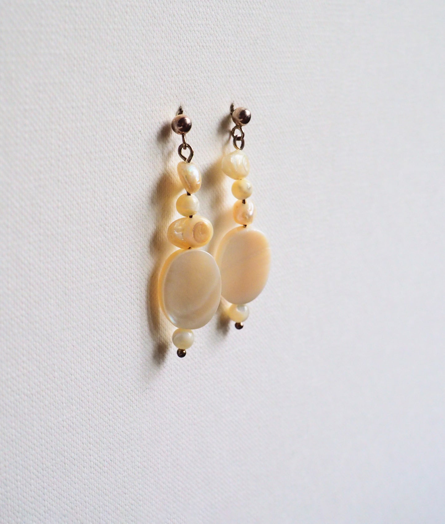 Freshwater Pearls, Mother-of-Pearl and Silver Earrings by JANI