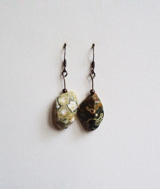 Jasper and Silver Drop Earrings by JANI