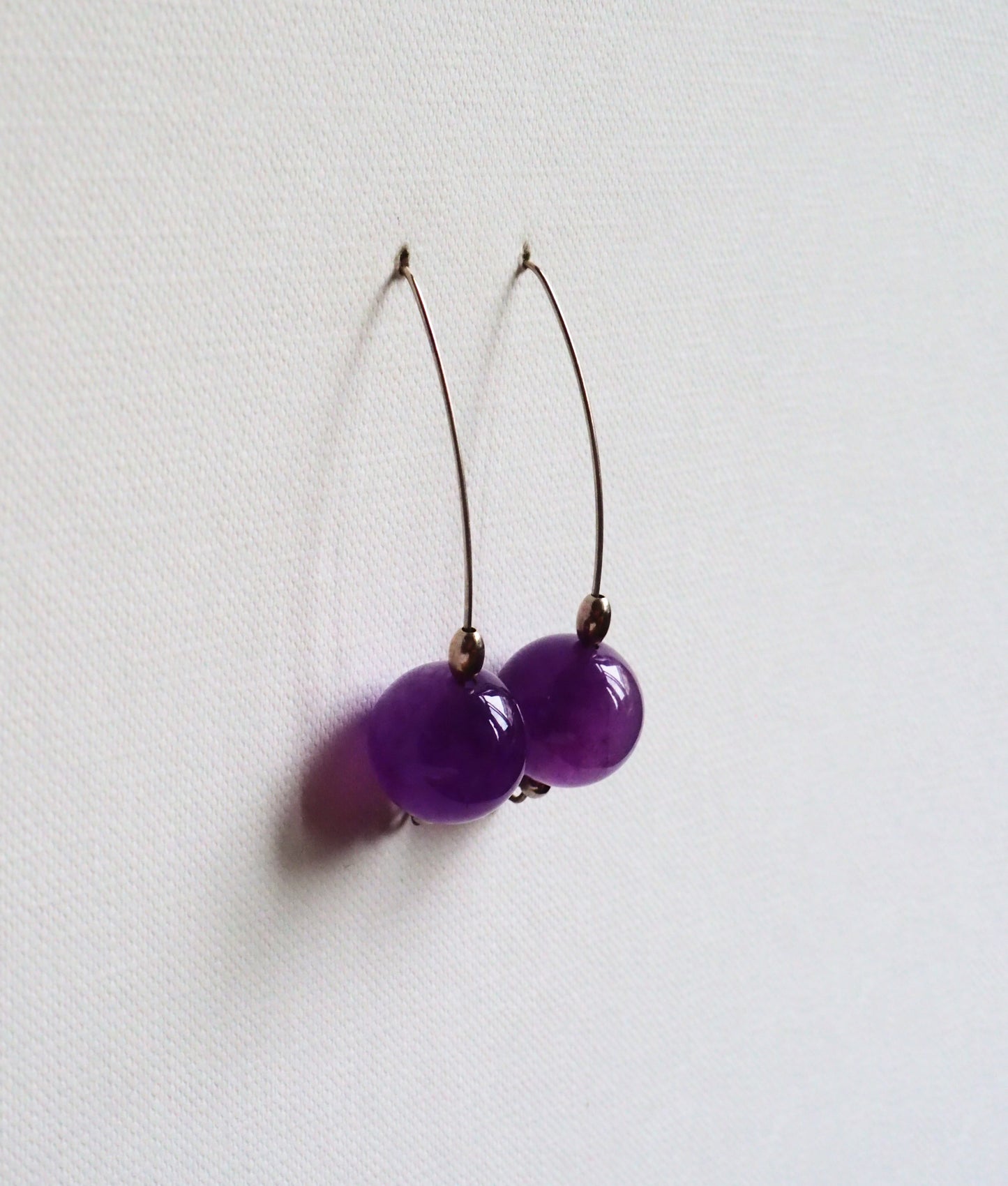 Amethyst and Silver Drop Earrings by JANI