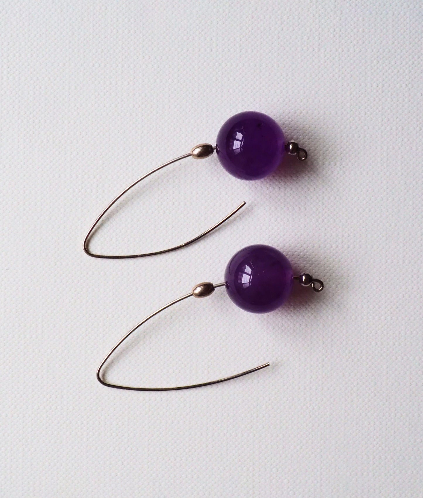 Amethyst and Silver Drop Earrings by JANI