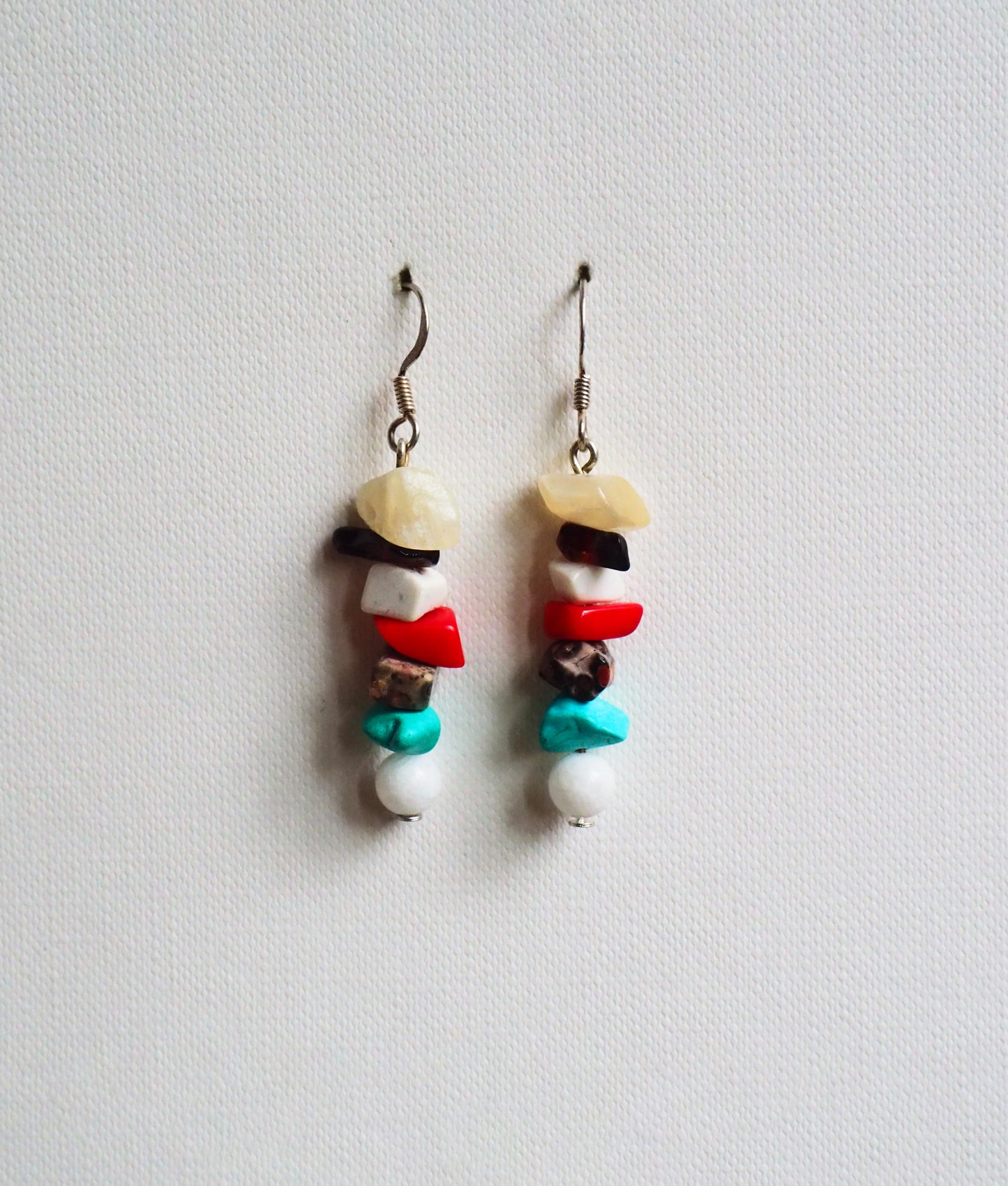 Multi Gemstone, Jade and Silver Earrings by JANI