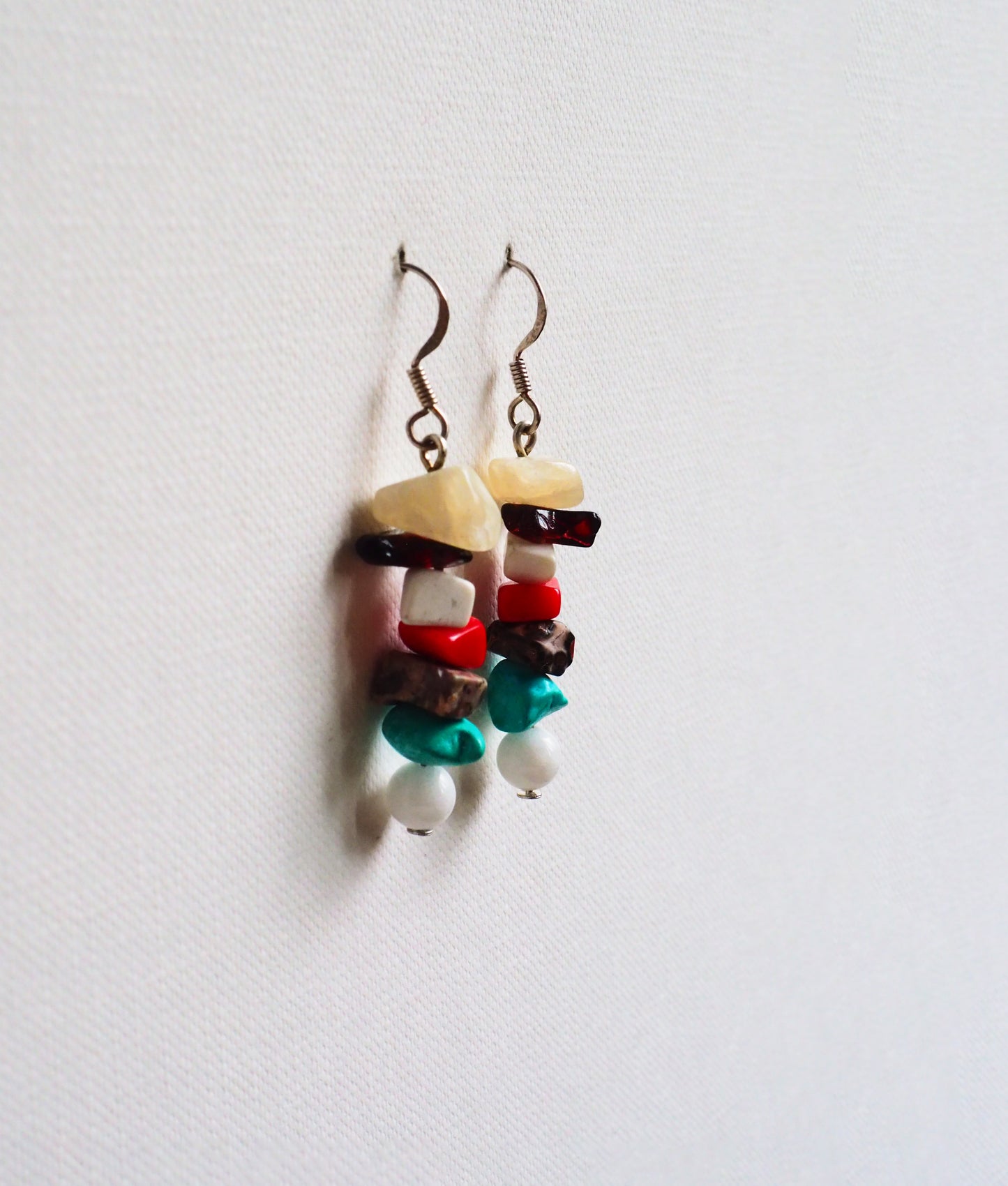 Multi Gemstone, Jade and Silver Earrings by JANI