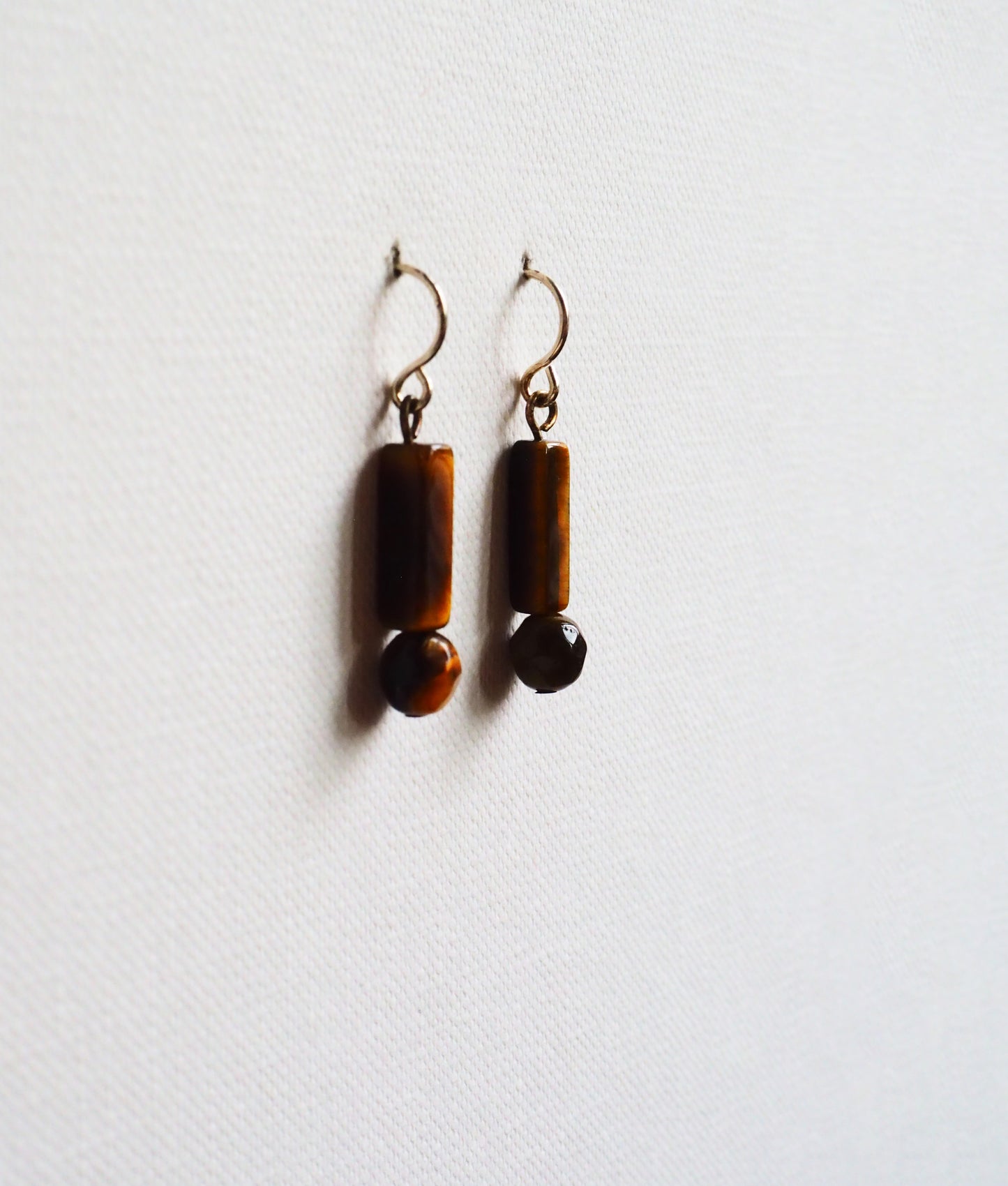 Tiger's Eye and Silver Drop Earrings by JANI