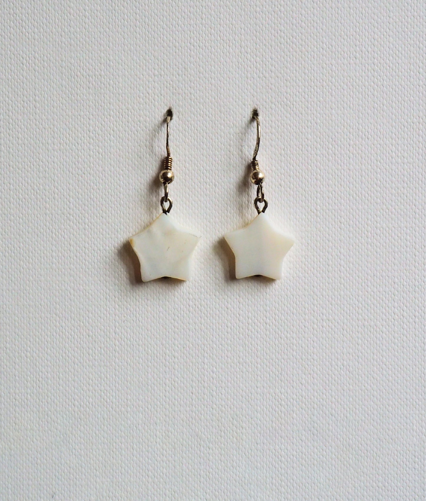 Mother-of-Pearl Star and Silver Drop Earrings by JANI