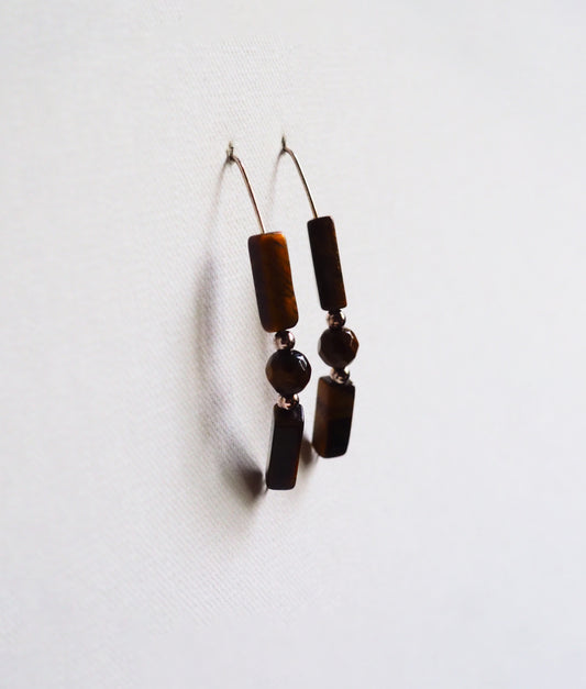 Tiger's Eye and Silver Earrings by JANI