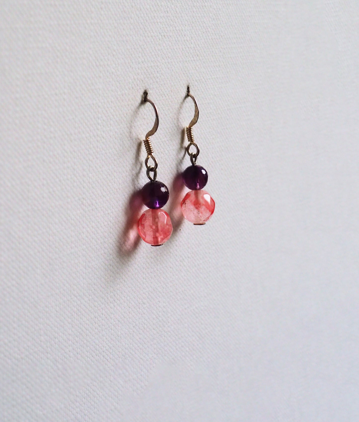 Amethyst, Cherry Agate and Silver Earrings by JANI