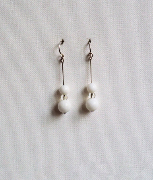 White Jade and Silver Earrings by JANI