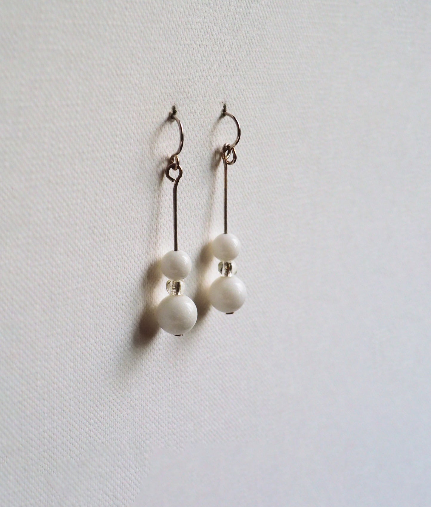 White Jade and Silver Earrings by JANI