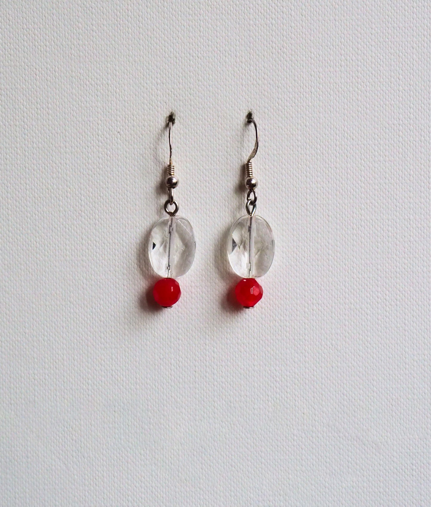 Quartz, Red Agate and Silver Earrings by JANI