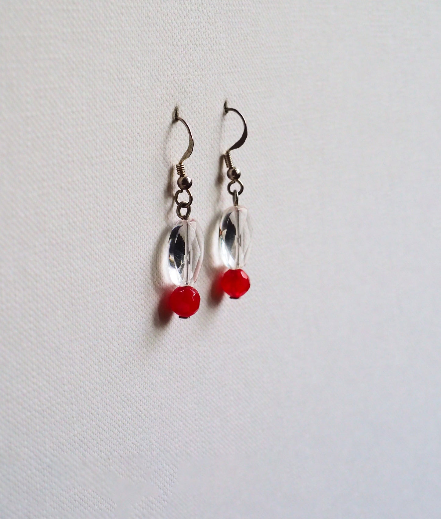 Quartz, Red Agate and Silver Earrings by JANI