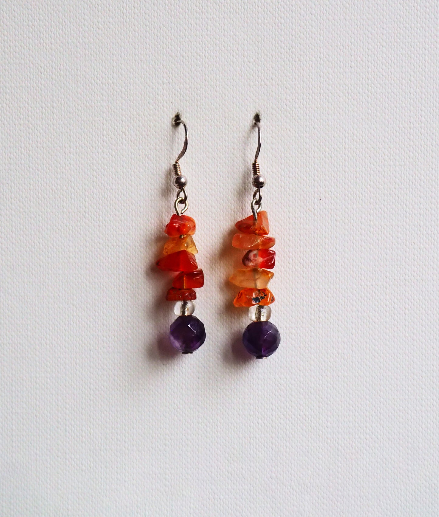 Carnelian, Amethyst and Silver Earrings by JANI