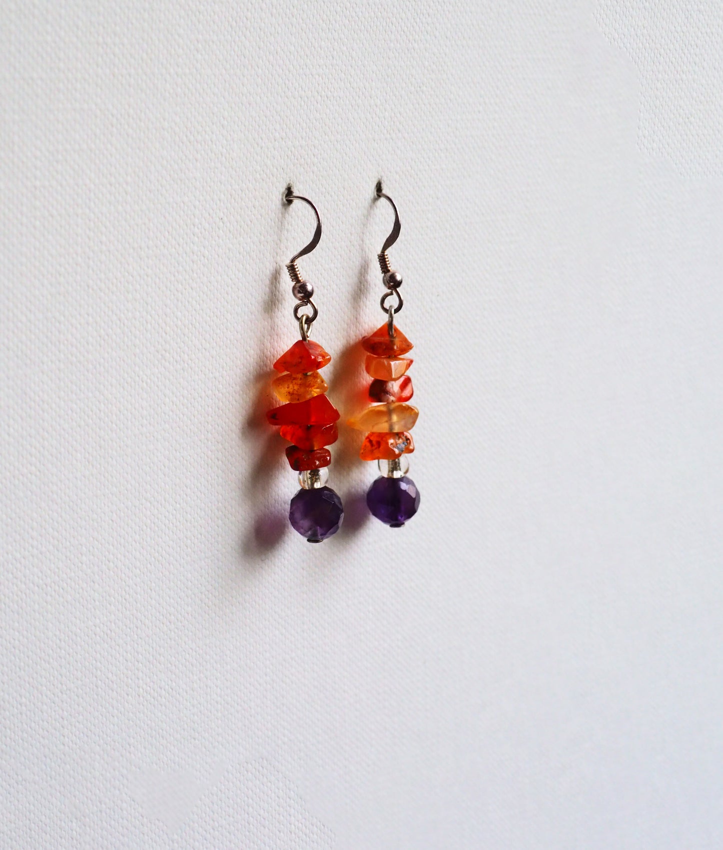 Carnelian, Amethyst and Silver Earrings by JANI