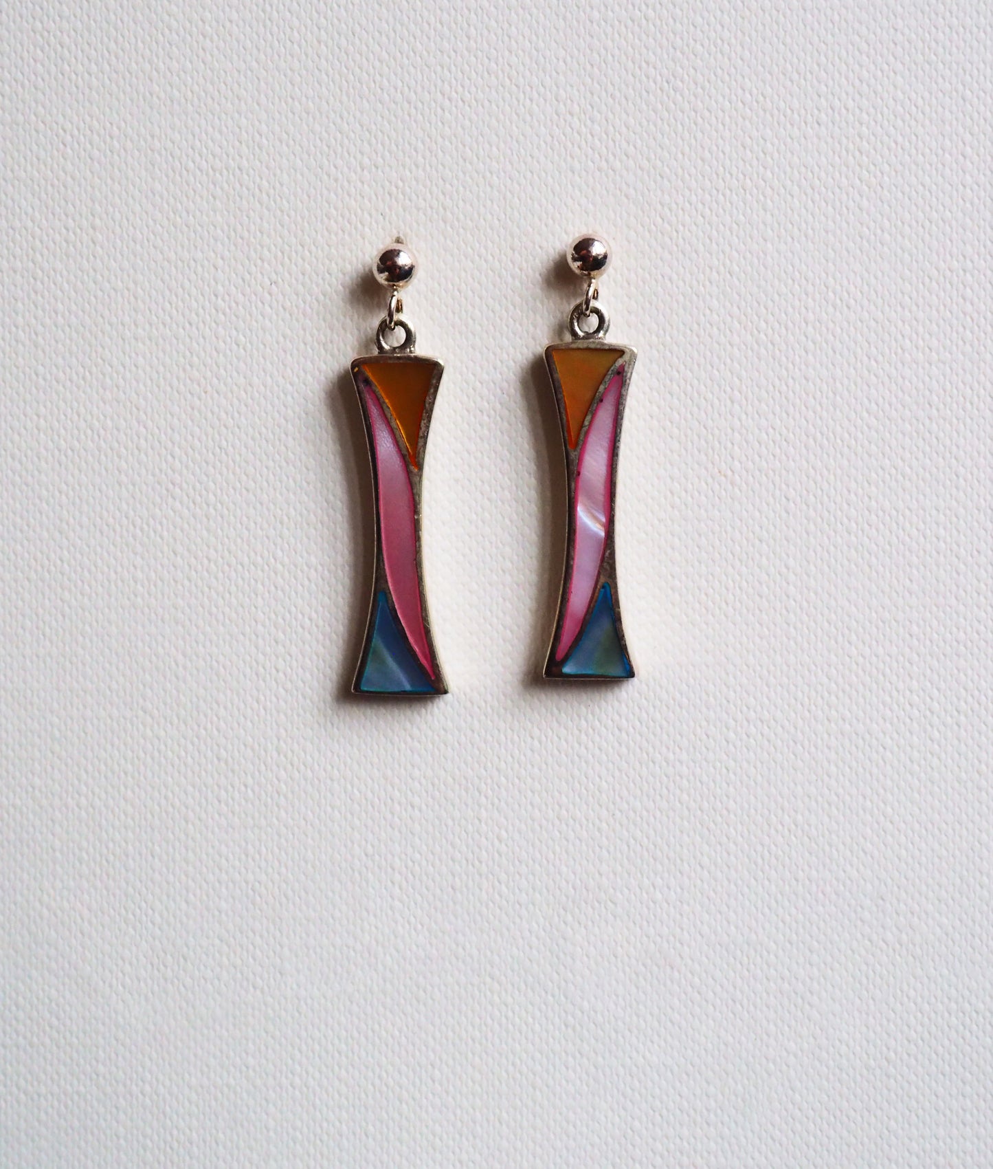 Mother-of-Pearl and Silver Framed Earrings by JANI