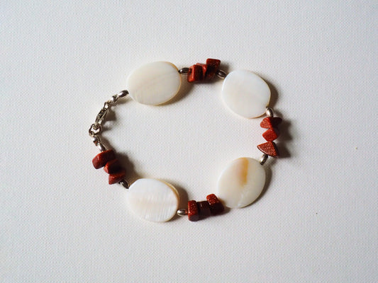 Mother of Pearl, Aventurine and Silver Bracelet by JANI