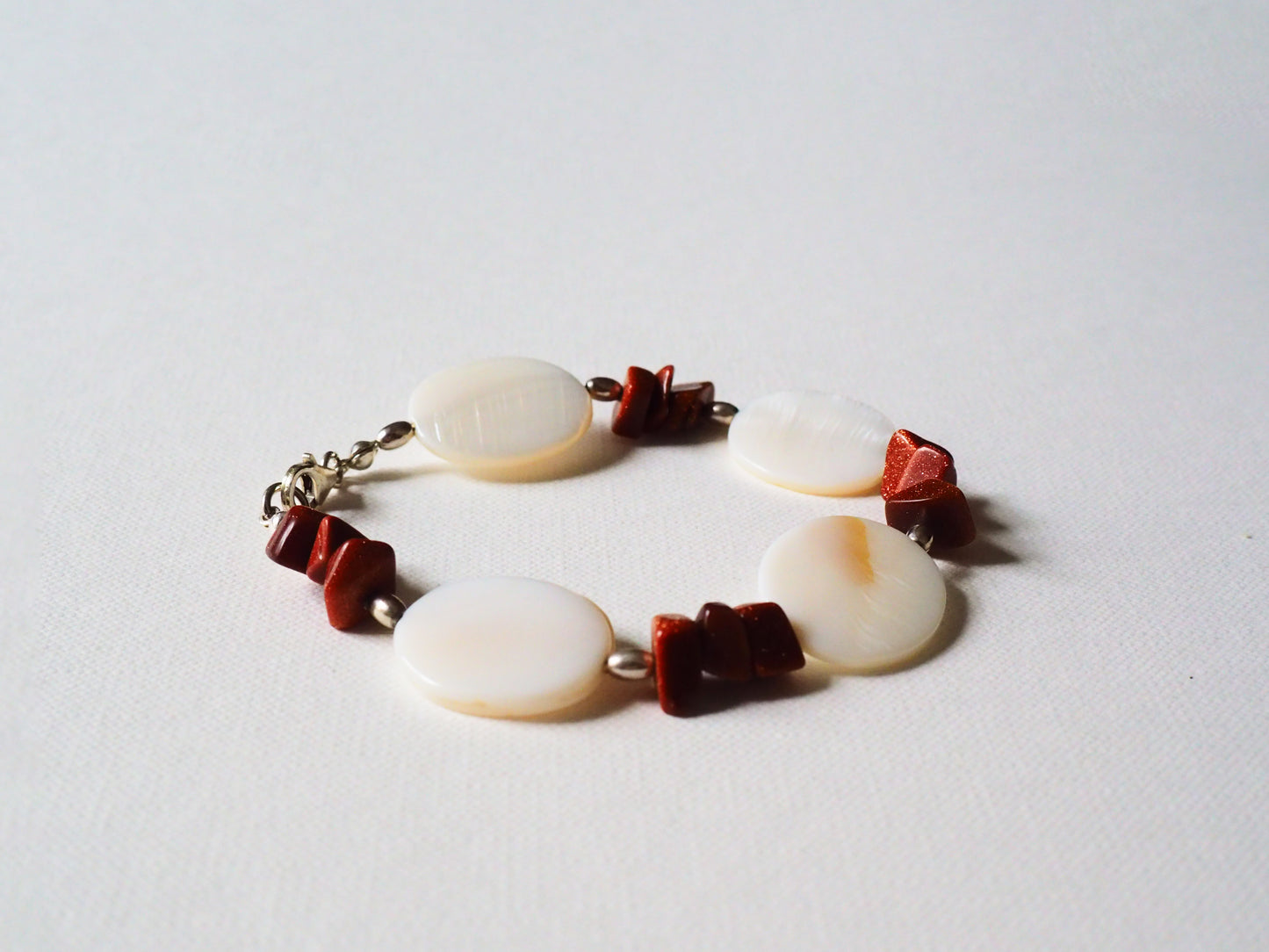 Mother of Pearl, Aventurine and Silver Bracelet by JANI