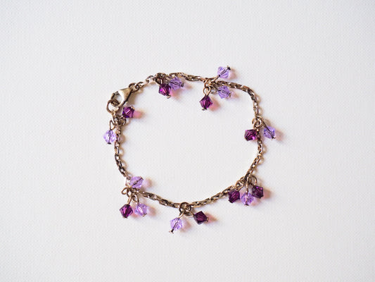 Purple Swarovski and Silver Chain Bracelet by JANI