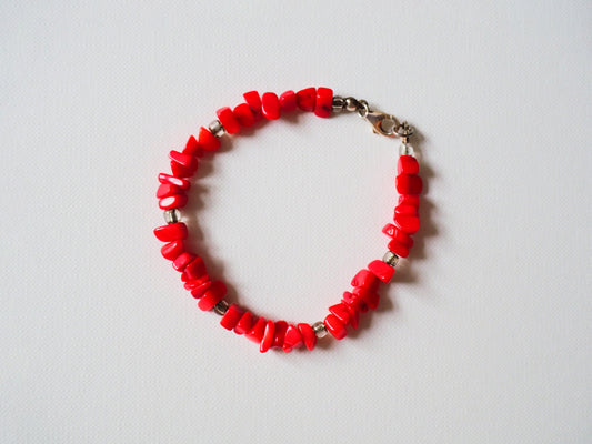 Red Coral Chip Accents Bracelet by JANI