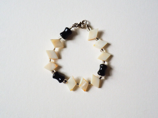 Mother-of-Pearl Rhombus and Onyx Bracelet by JANI