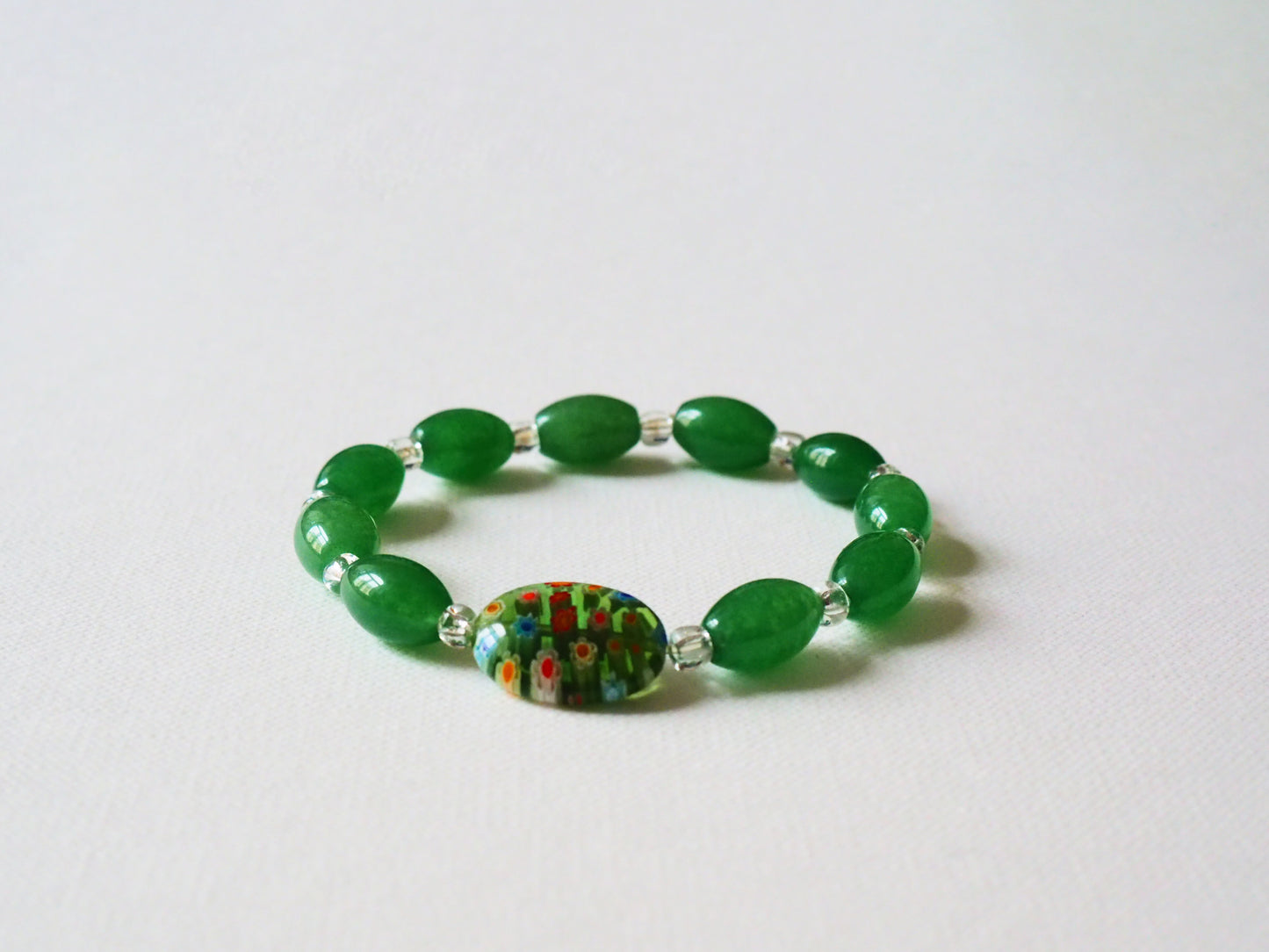 Green Jade and Murano Glass Bracelet by JANI