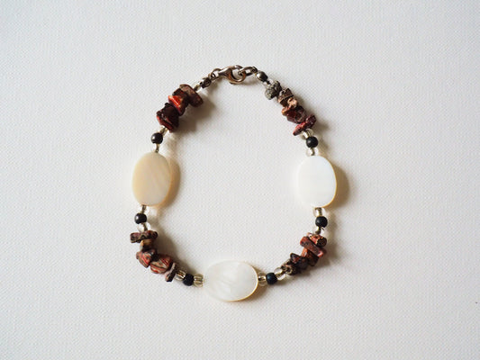 Red Jasper and Mother of Pearl Bracelet by JANI