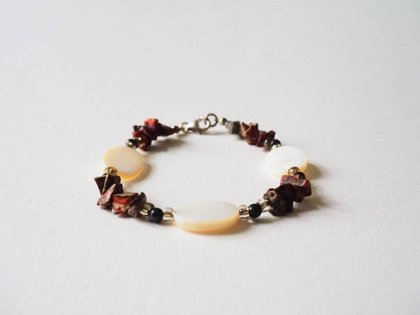 Red Jasper and Mother of Pearl Bracelet by JANI