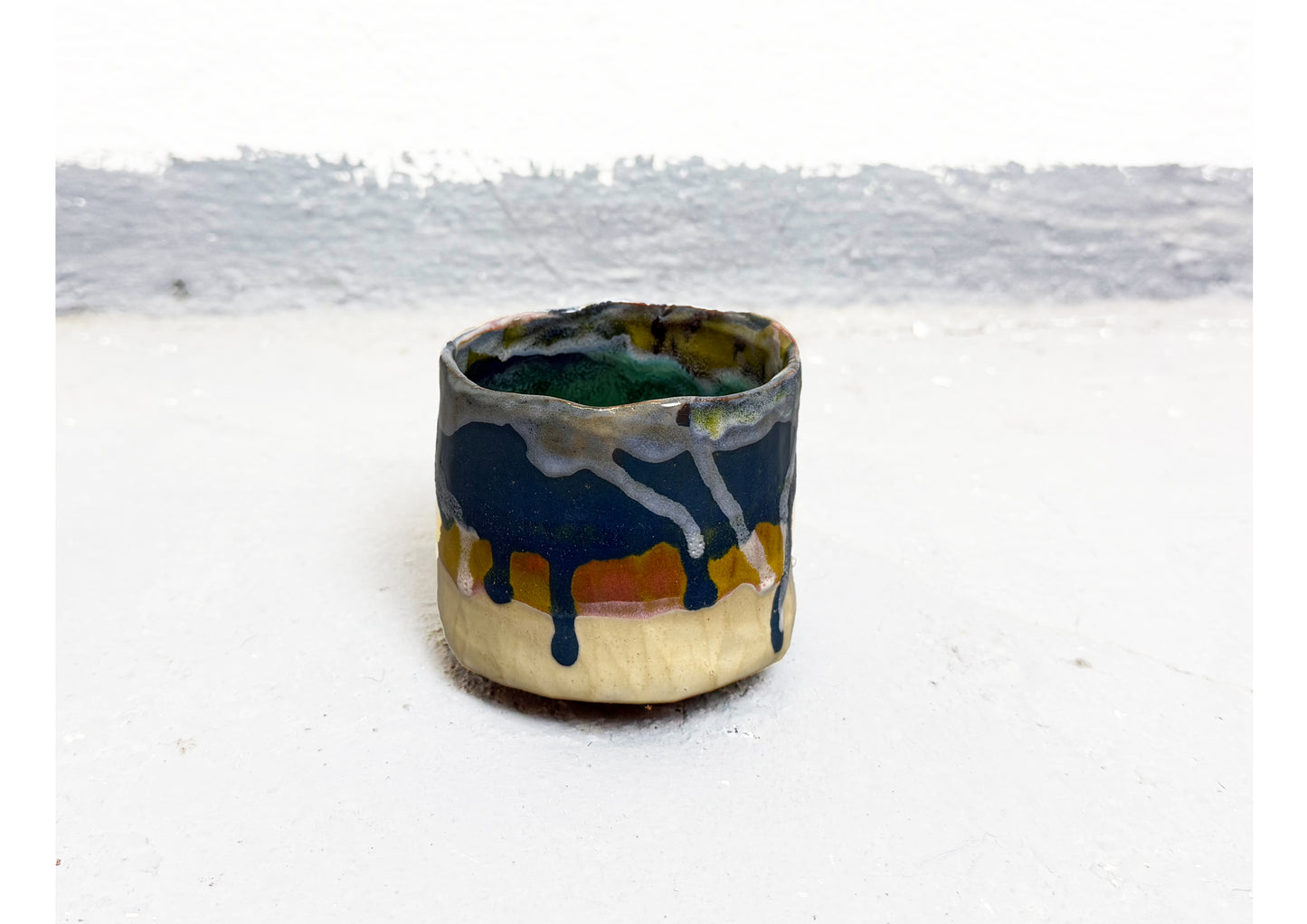 Ceramic D Cup Blue-Yellow-Beige by MAXIMILIAN GUTMAIR