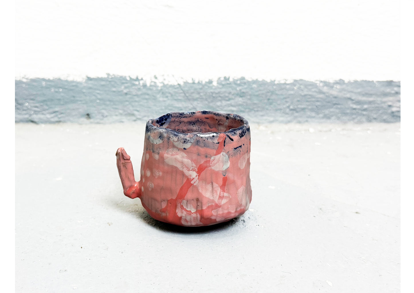 Ceramic D Cup Blue-Pink-White by MAXIMILIAN GUTMAIR