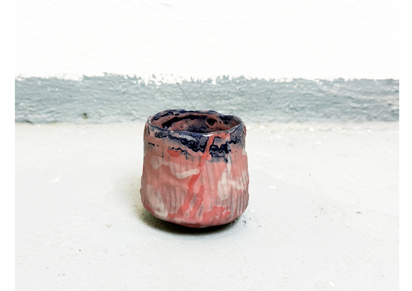 Ceramic D Cup Blue-Pink-White by MAXIMILIAN GUTMAIR