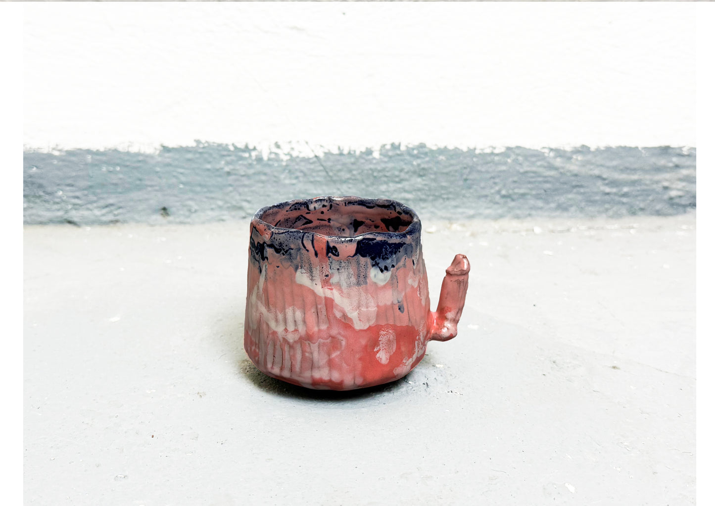 Ceramic D Cup Blue-Pink-White by MAXIMILIAN GUTMAIR