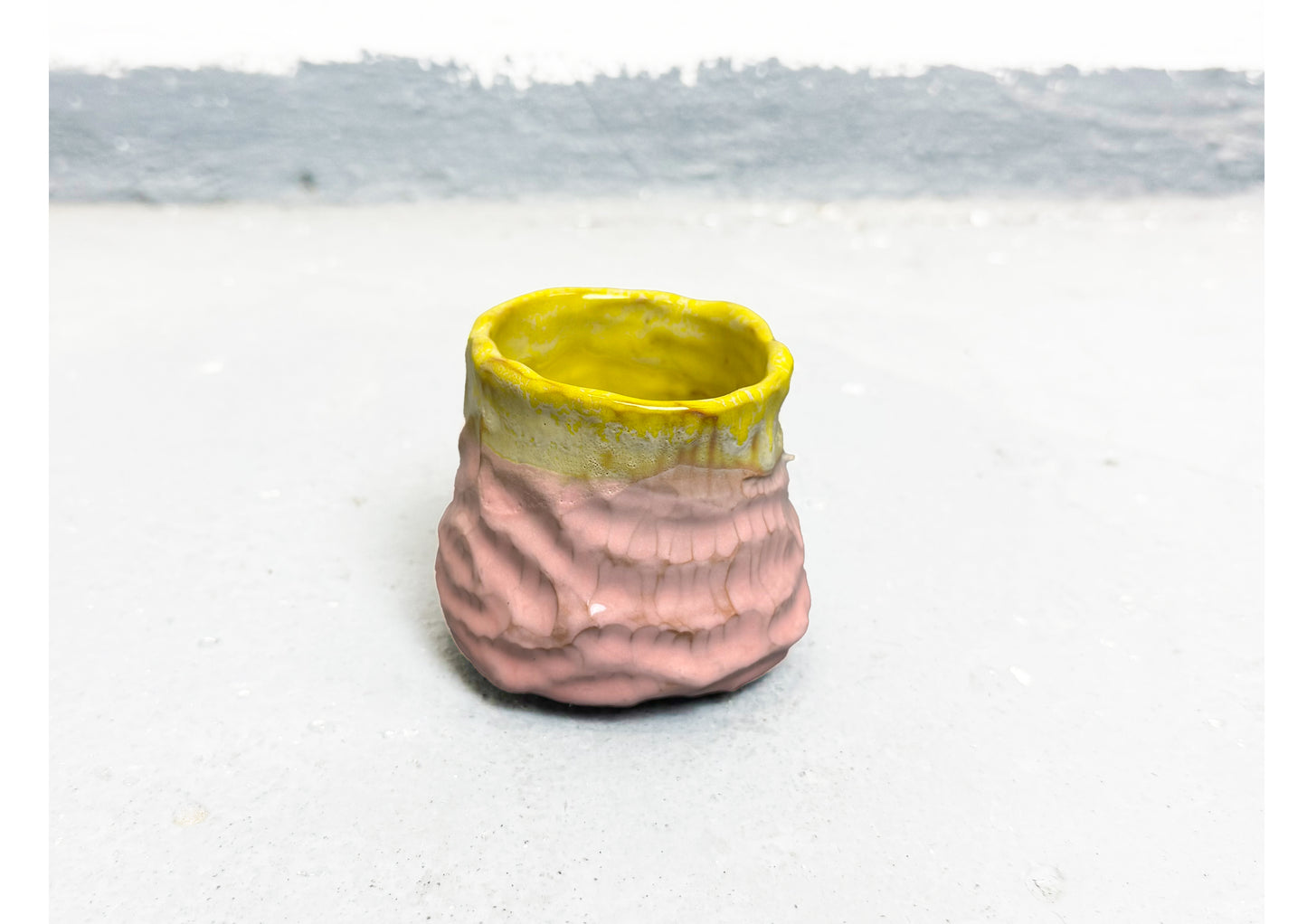 Ceramic Cup Yellow-Pink by MAXIMILIAN GUTMAIR