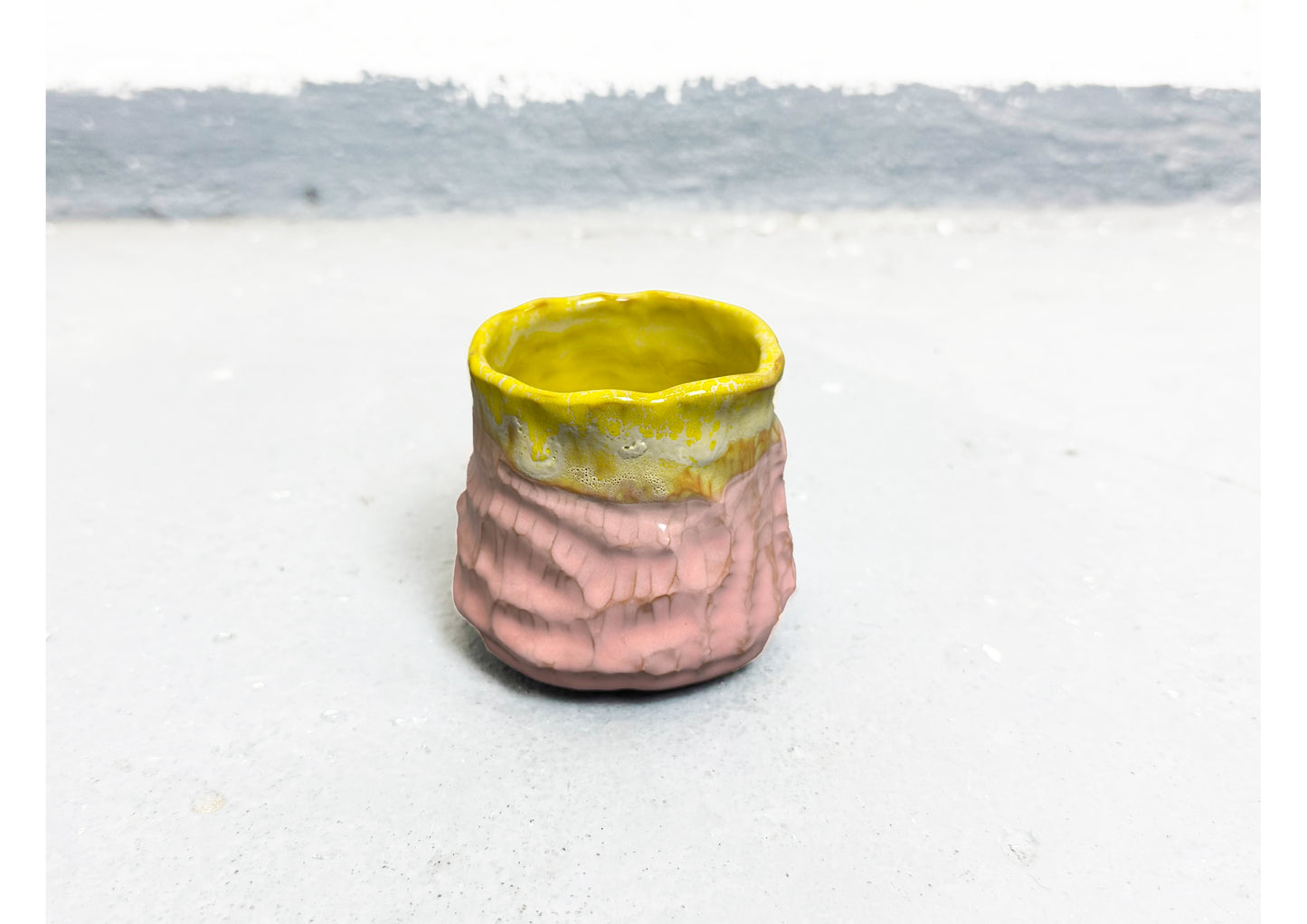 Ceramic Cup Yellow-Pink by MAXIMILIAN GUTMAIR