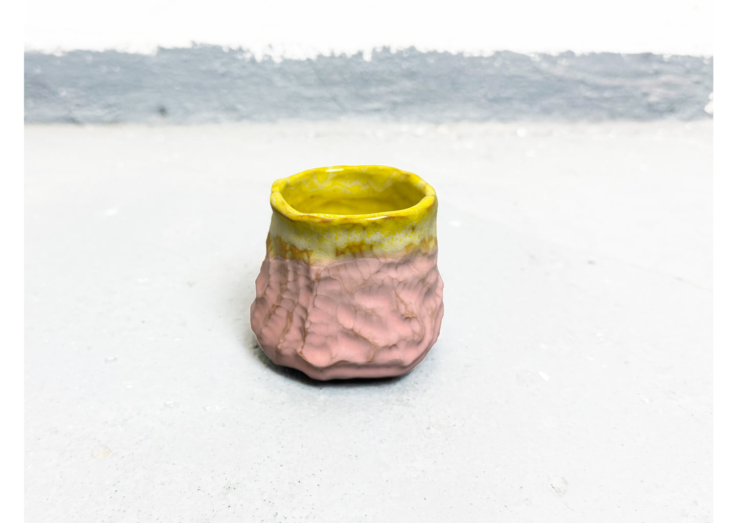 Ceramic Cup Yellow-Pink by MAXIMILIAN GUTMAIR