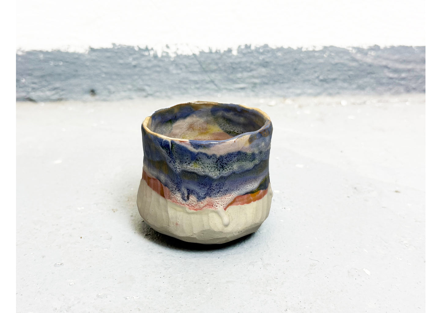 Ceramic D Cup Blue-Yellow-Pink-White by MAXIMILIAN GUTMAIR