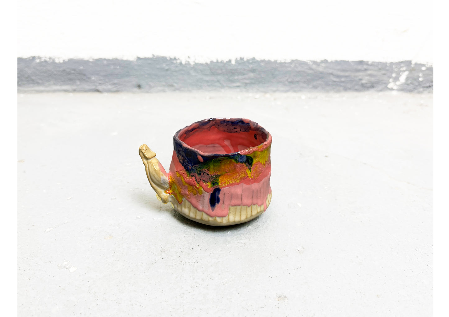 Ceramic D Cup Blue-Pink-Yellow-Beige by MAXIMILIAN GUTMAIR