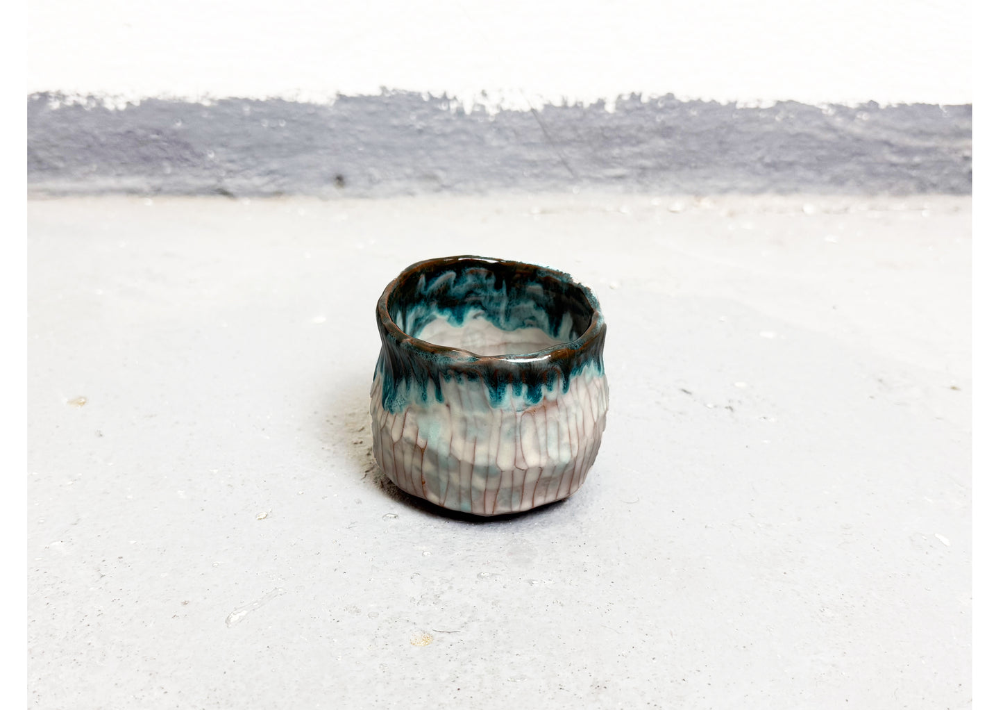 Ceramic Cup Brown-Blue-White by MAXIMILIAN GUTMAIR