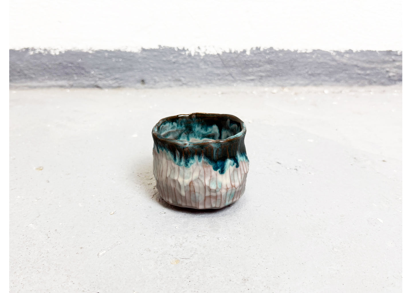 Ceramic Cup Brown-Blue-White by MAXIMILIAN GUTMAIR