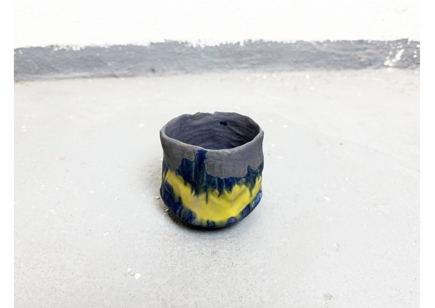 Ceramic Cup Violet-Blue-Yellow by MAXIMILIAN GUTMAIR