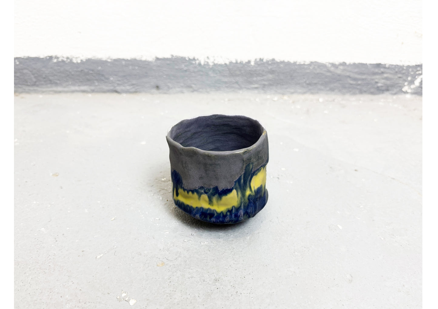 Ceramic Cup Violet-Blue-Yellow by MAXIMILIAN GUTMAIR